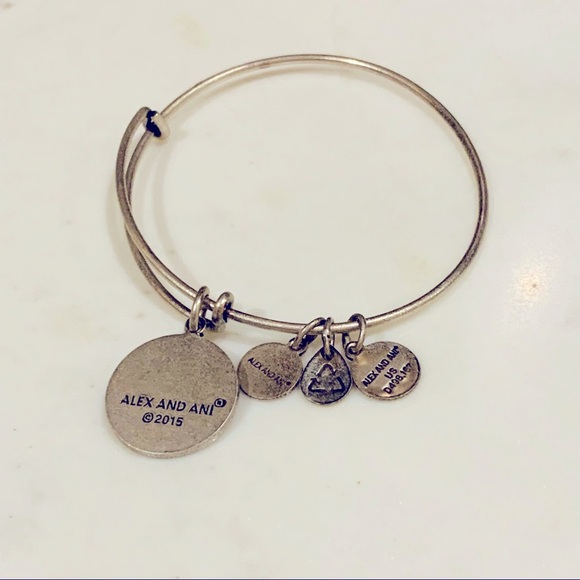 Alex And Ani Initial K Charm Bangle Bracelet In Silver Tone - Picture 7 of 8